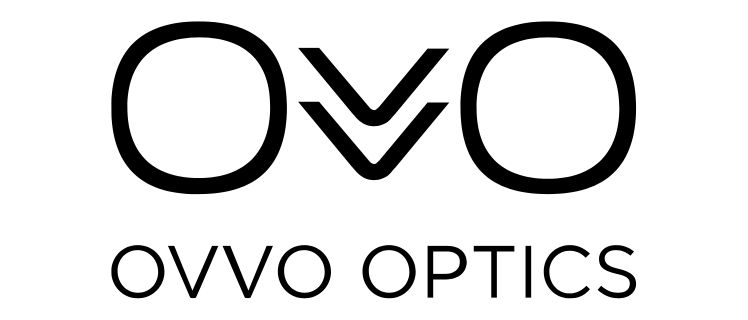 Black text on a white background spells out "OVVO" above "OVVO OPTICS" in a sleek, modern font.